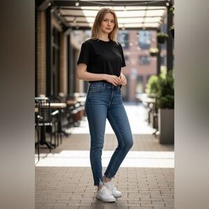 Liverpool Los Angeles High-Rise Ankle Skinny Jeans Dark Wash Sz 4/27 Distressed